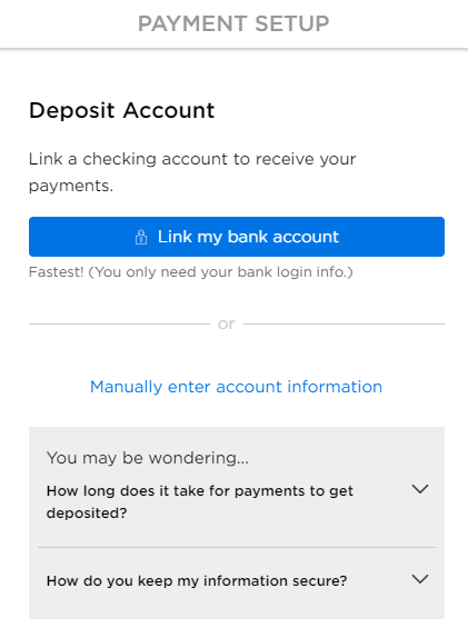 Linking a bank account on Zillow Rental Manager to start collecting rent from tenants.