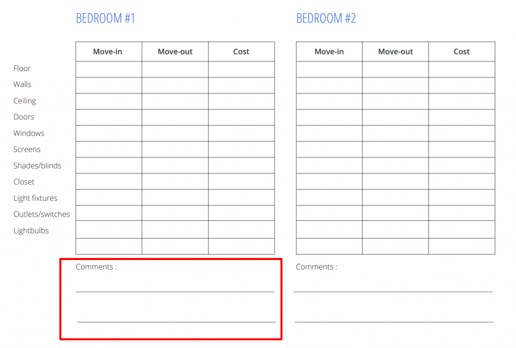 commercial move in move out checklist