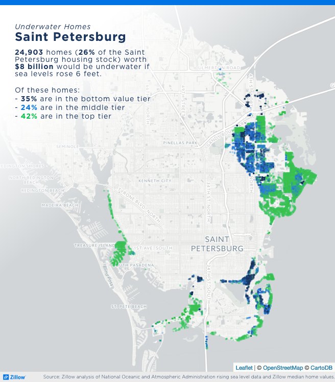 zillow property value map Climate Change And Homes Who Would Lose The Most To A Rising Tide Zillow Research zillow property value map