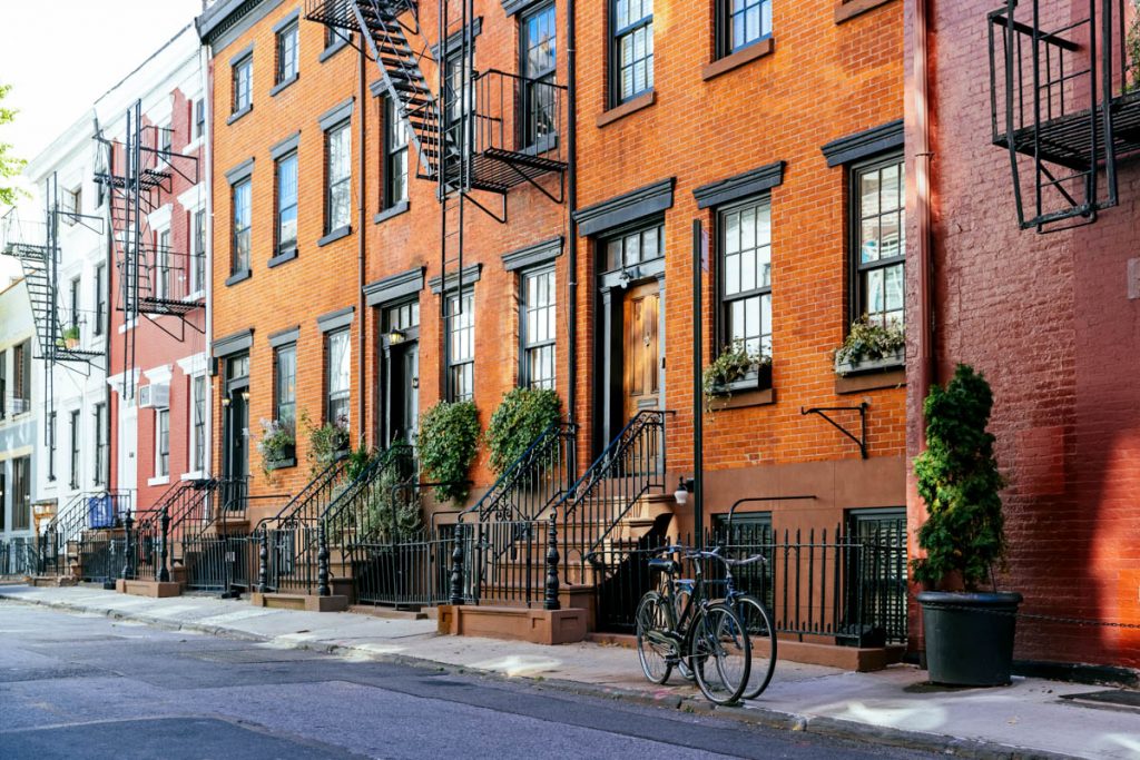 Residential row houses in West Village, New York City, USA