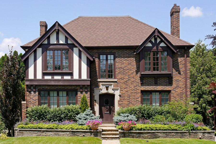 Tudor-style brick house