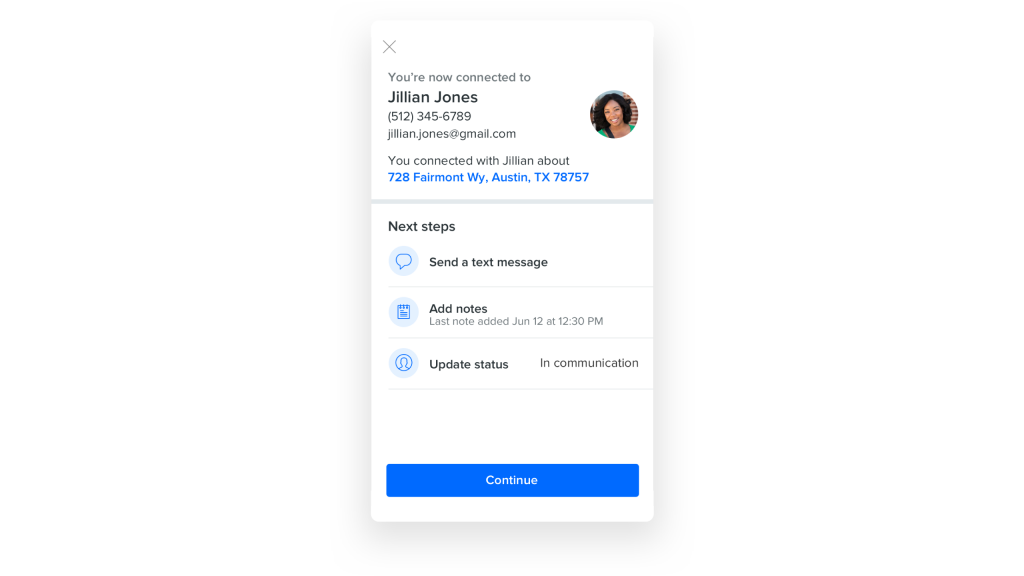 Push notification with next steps and buyer details