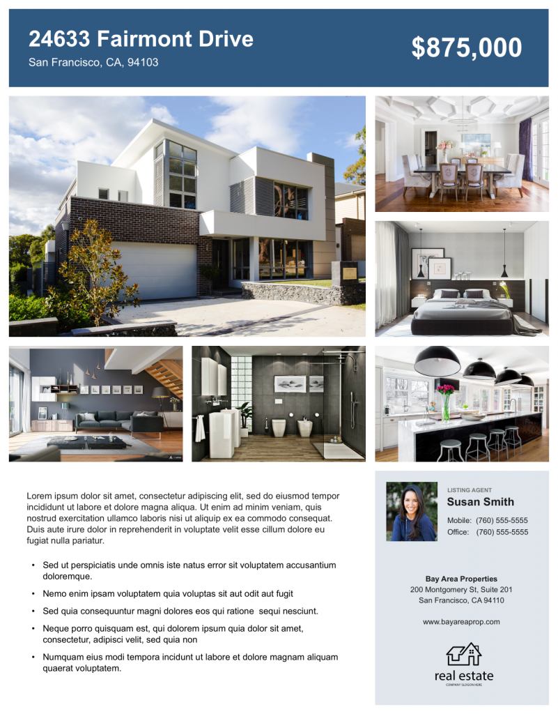 Example of an image heavy real estate flyer.