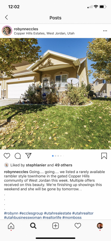 A post that shows a location when using Instagram for real estate.