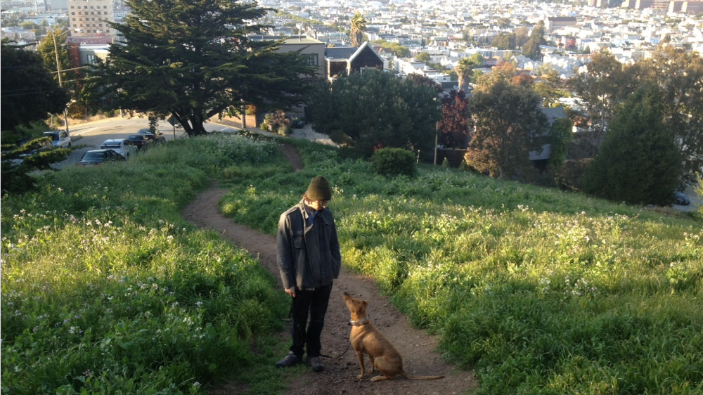 A San Francisco local loving a walk in Bernal Heights