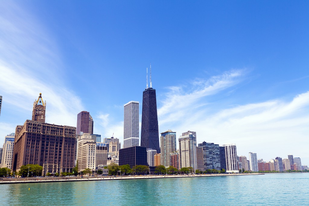 Chicago Skyline With Blue Clear Sky; Shutterstock ID 189356366 l
