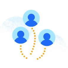 three connected visitors