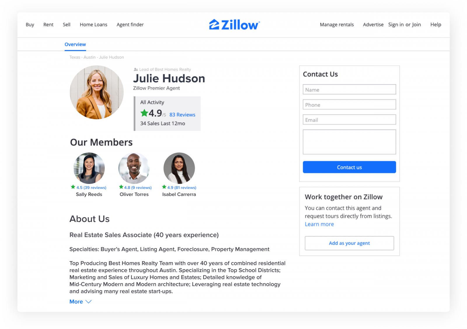 Create A Team Profile Zillow Premier Agent