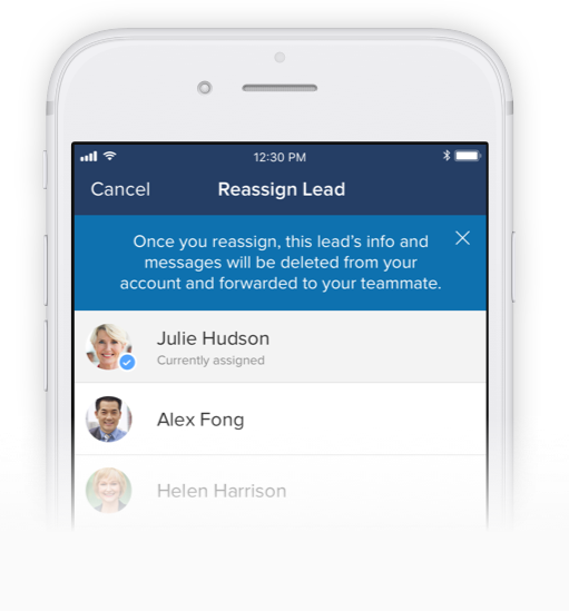Managing team members using the Zillow Premier Agent mobile CRM app.