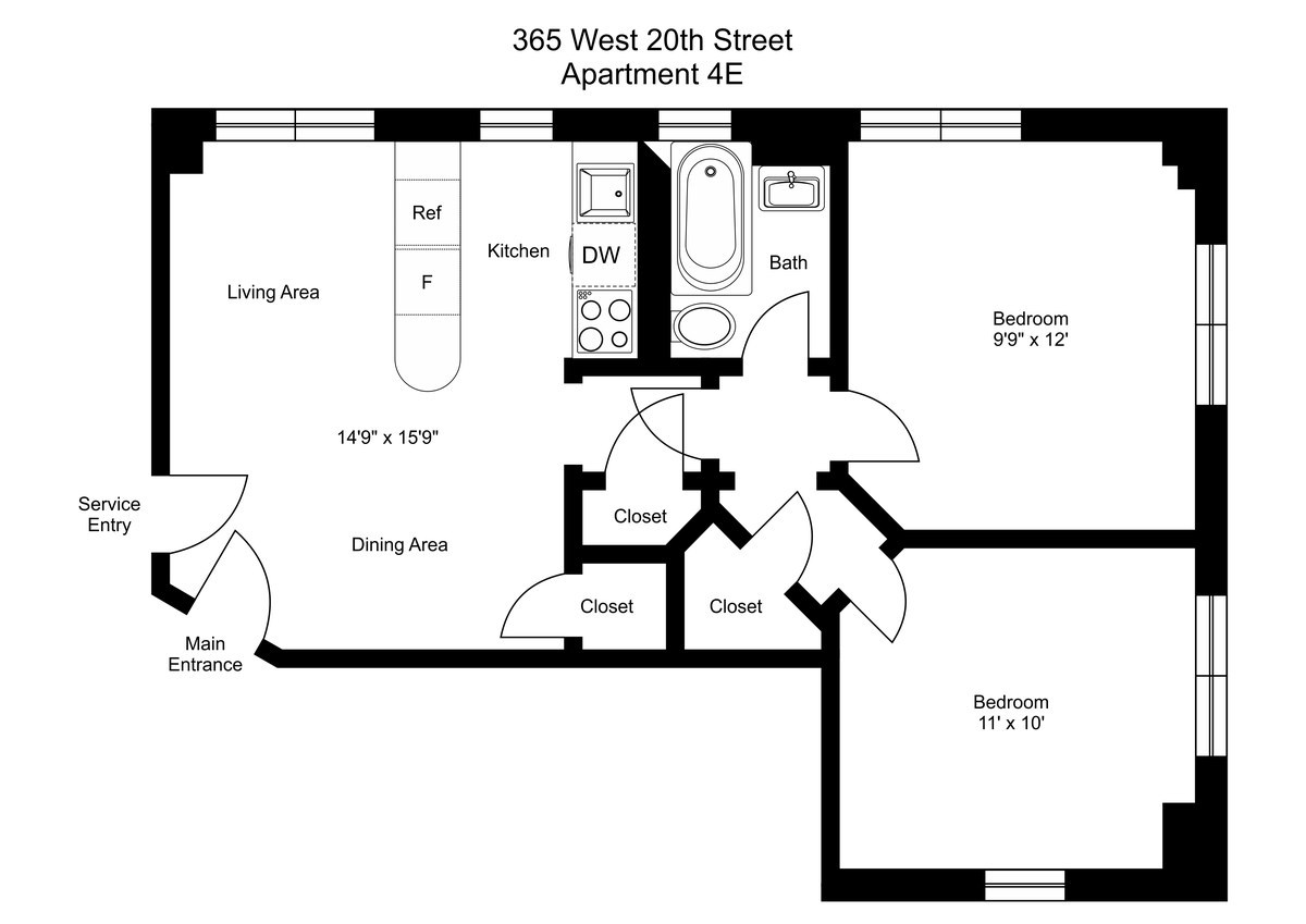 the-floor-plan-for-an-apartment-in-new-york-city-with-three-separate