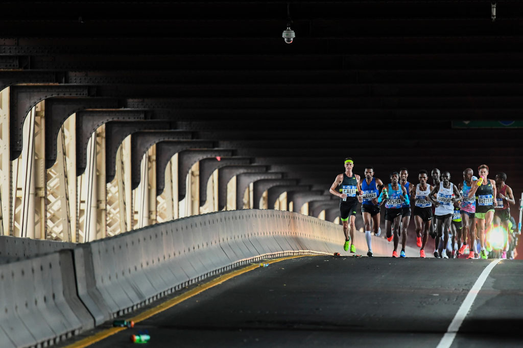 Image of elite men queensborough bridge nyc marathon