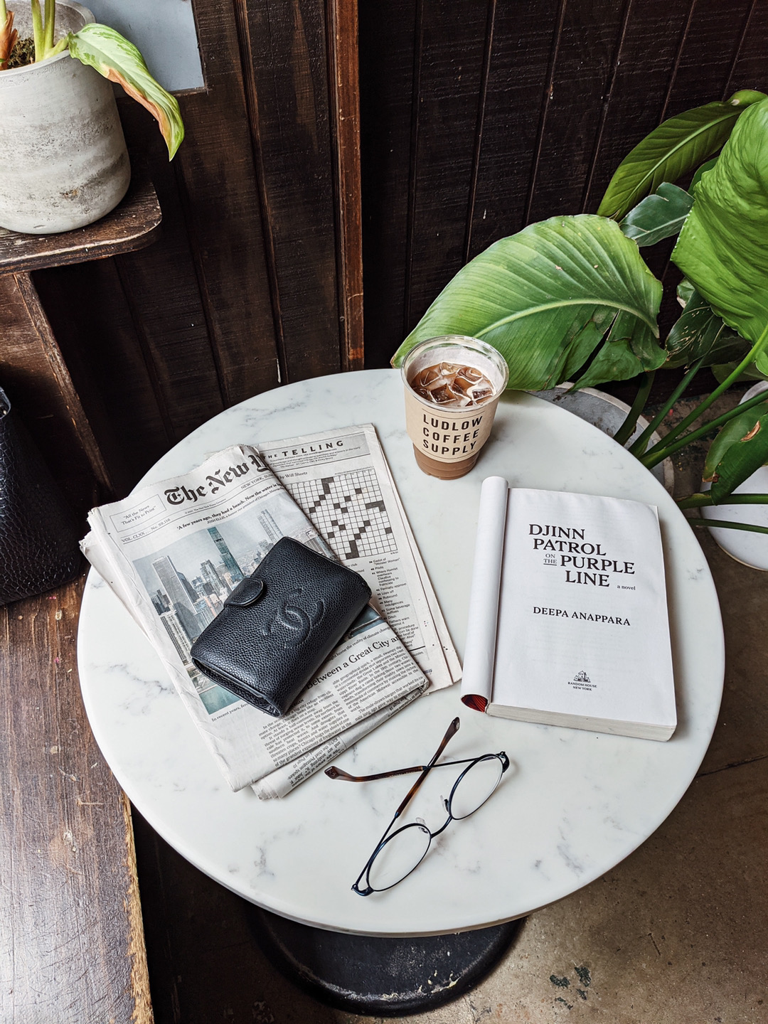 Claudia Williams - reading in coffee shop photograph