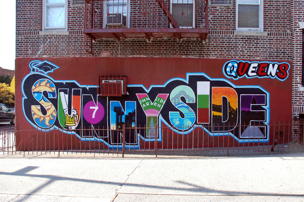 Colorful Sunnyside Queens street mural