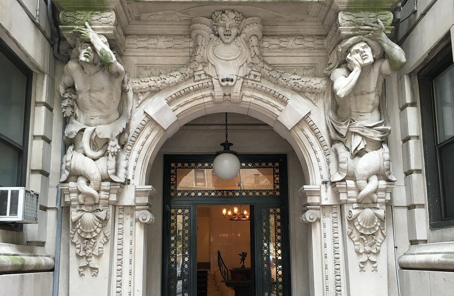 Elaborate exterior entranceway to morningside heights residential building